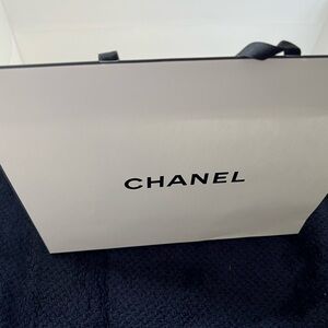 CHANEL White and Black Shopping Bag